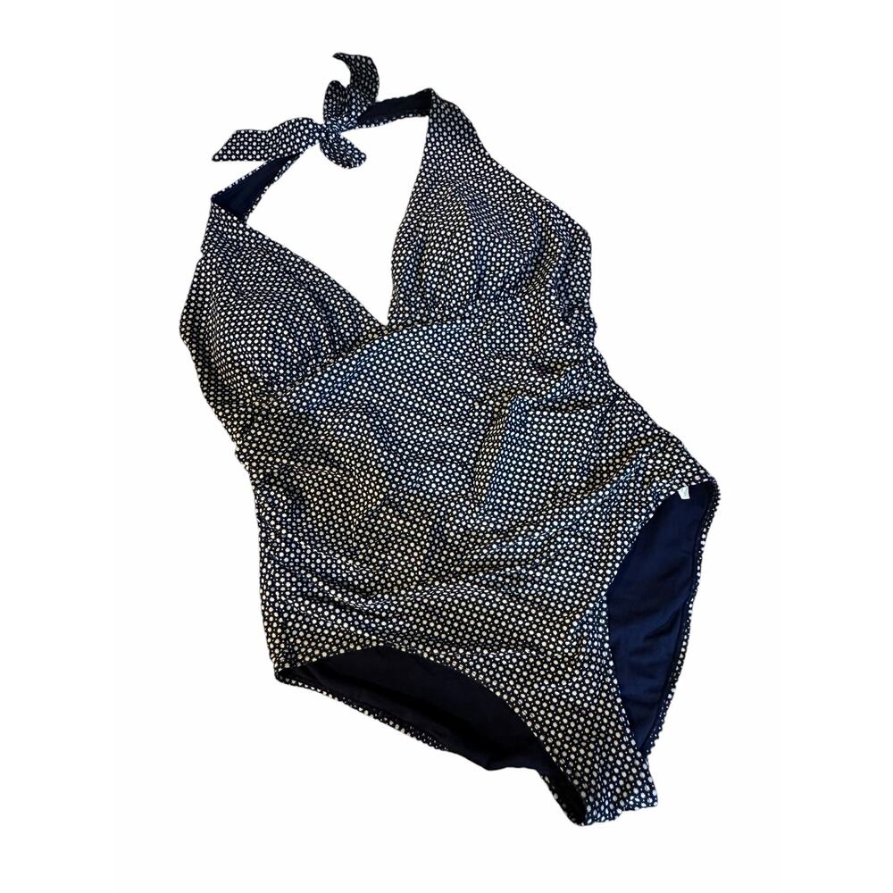 Gap Body One-Piece Swimsuit Size XL Black White Polka Dot Bathing Suit